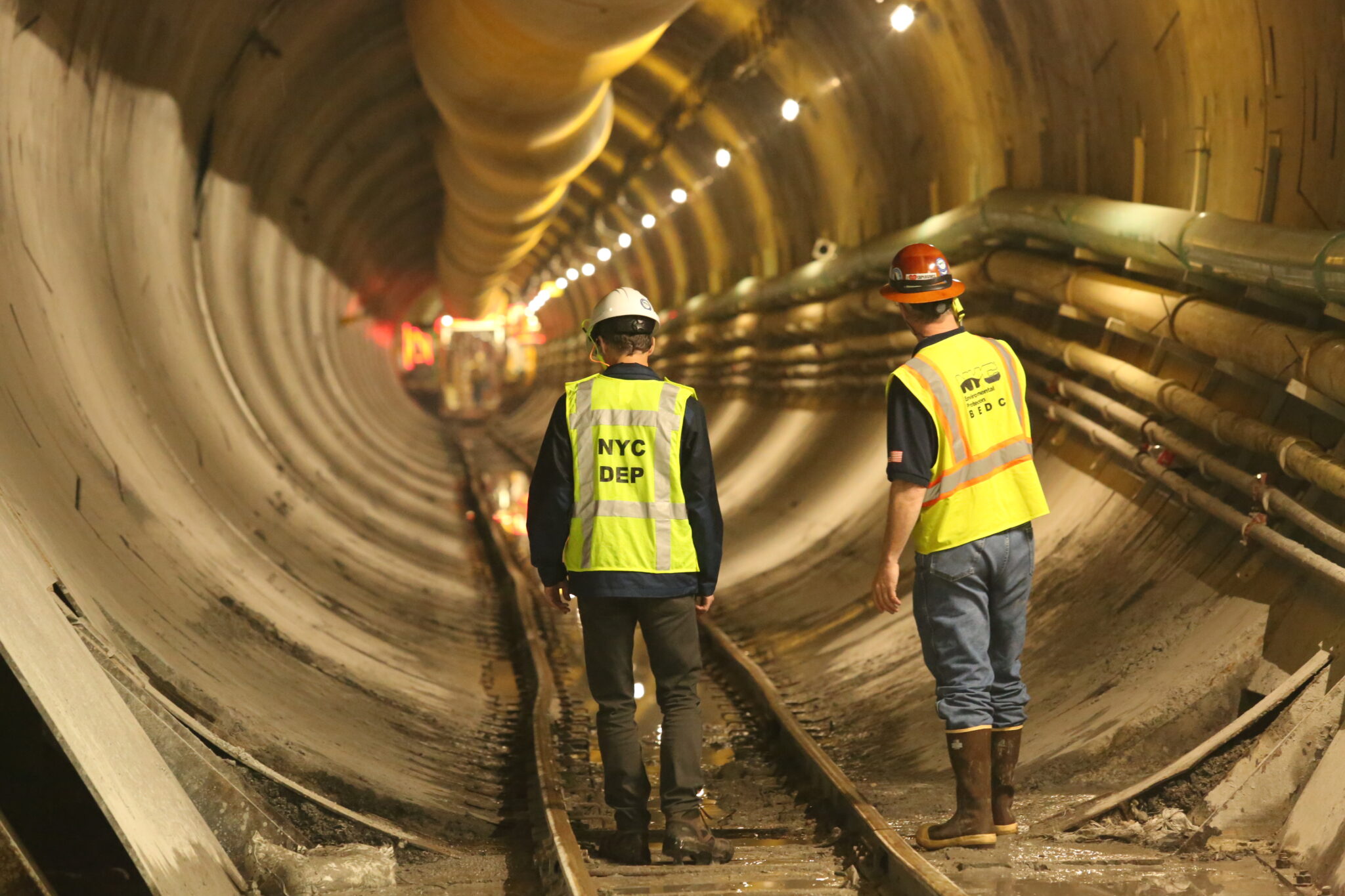 With two workers dwarfed by the tunnel for the Delaware Aqueduct, you can get some sense of its size.