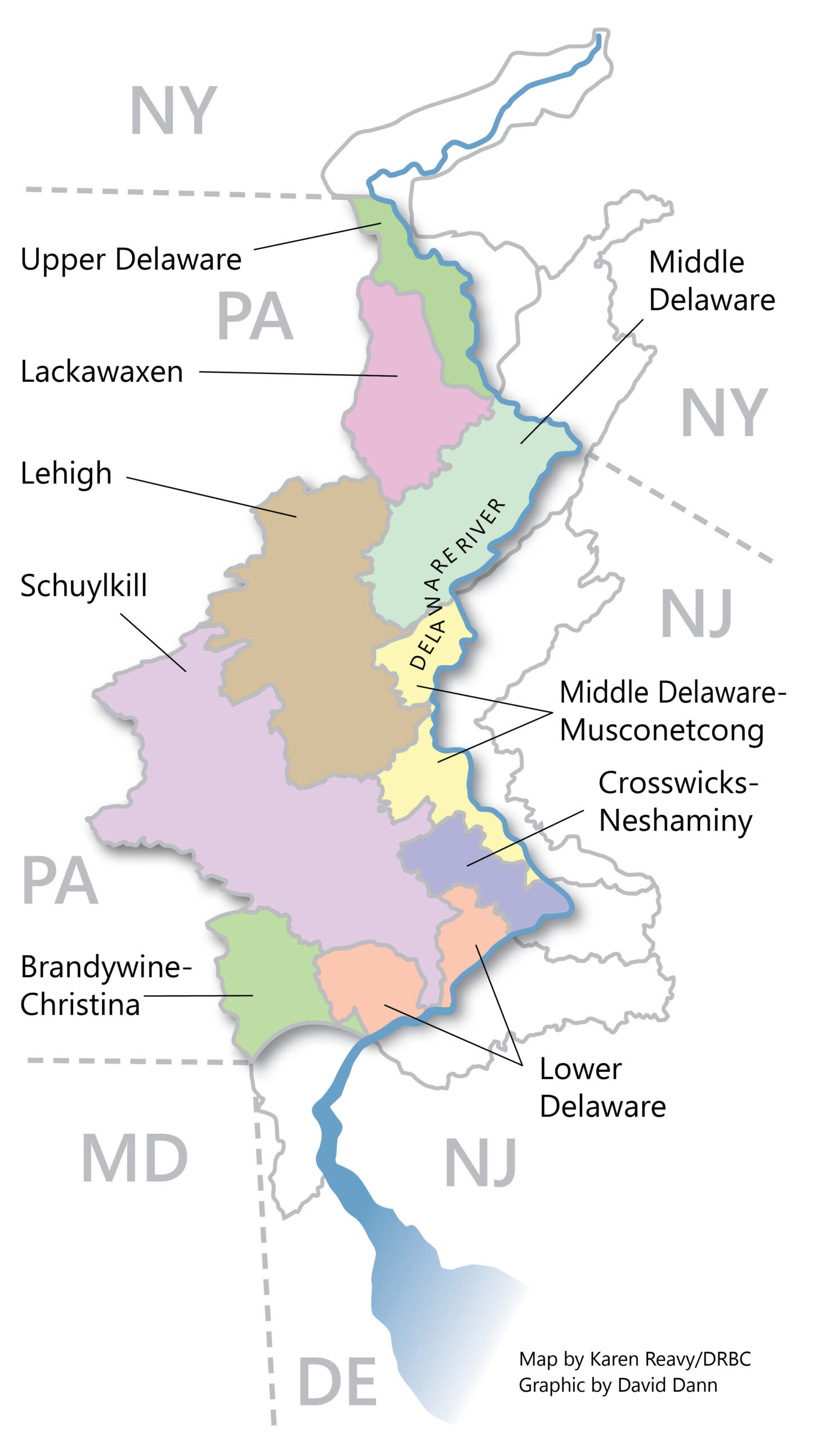 Map highlighting all the basins in Pennsylvania.