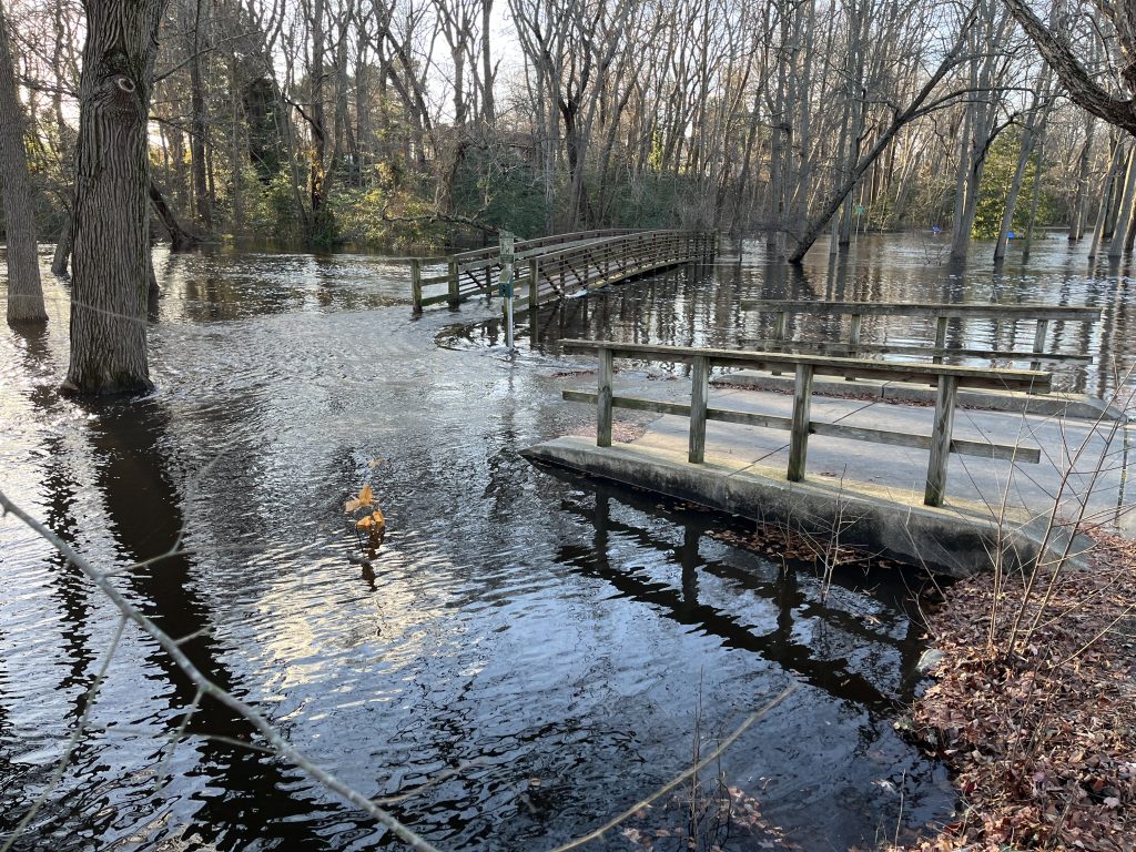 Flooding at Silver Lake Park in Dover, Del., on Dec. 18, 2023. PHOTO BY DAVE WOLANSKI