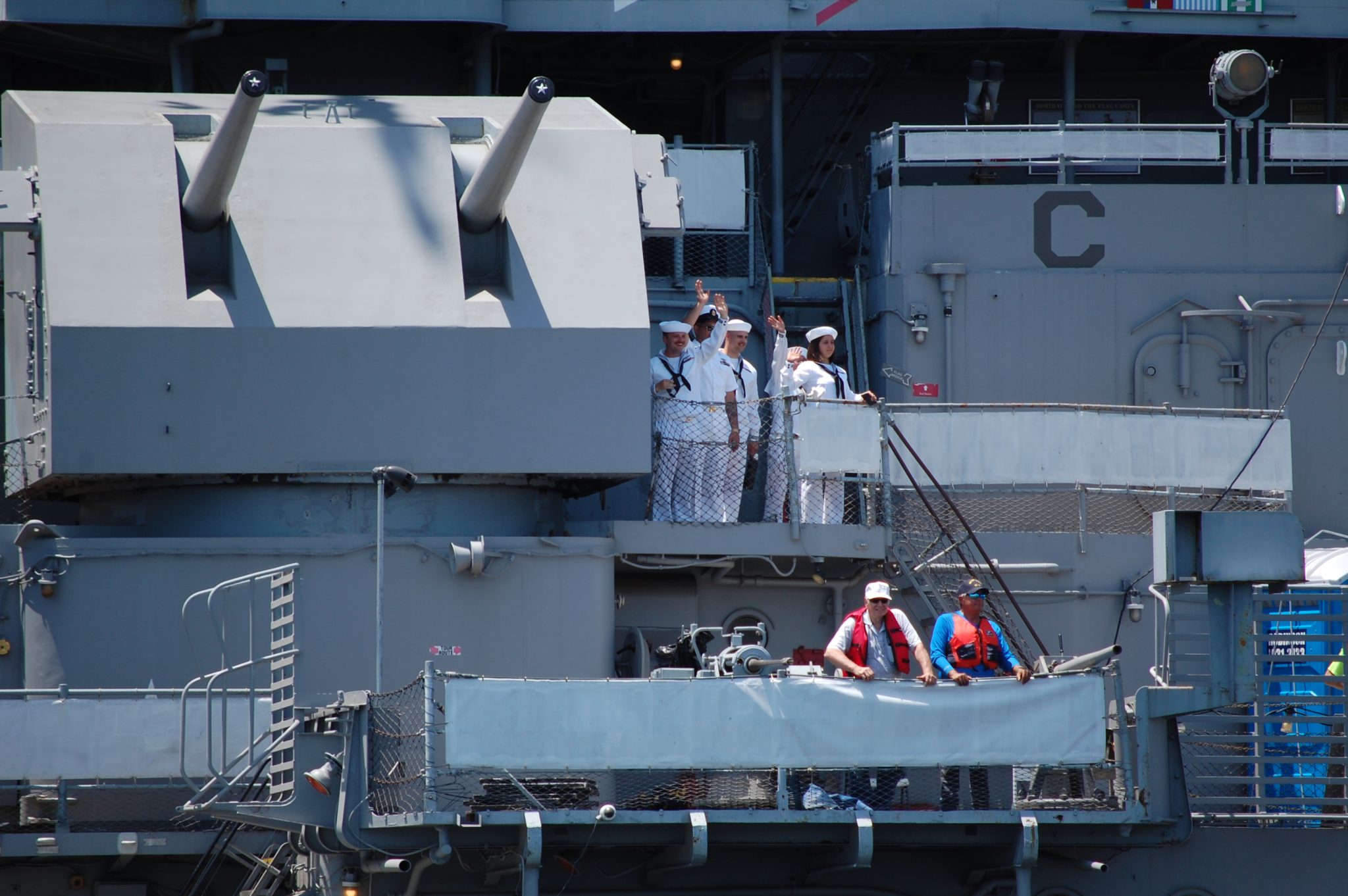 Battleship New Jersey is welcomed back to Camden after dry dock repairs ...