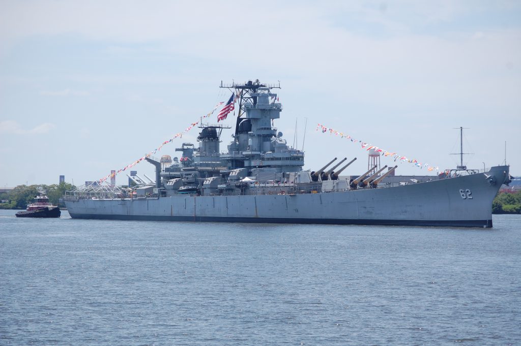 Battleship New Jersey is welcomed back to Camden after dry dock repairs ...