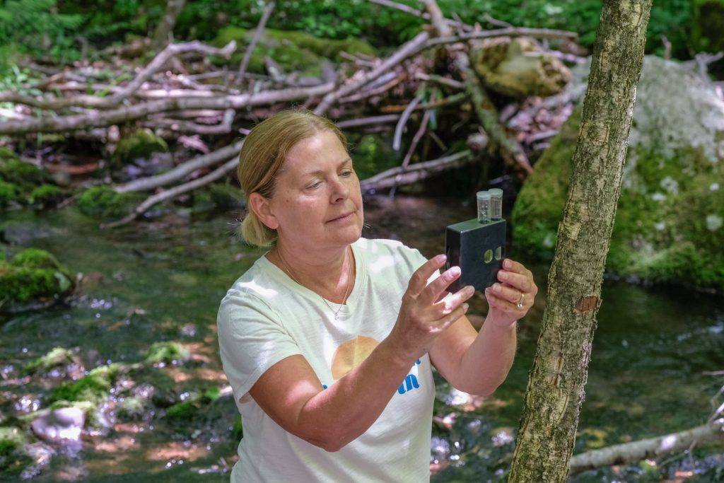 Betty Fetherman is one of about 50 volunteer stream watchers trained and organized by the Brodhead Watershed Association. PHOTO BY PRESTON EHRLER 