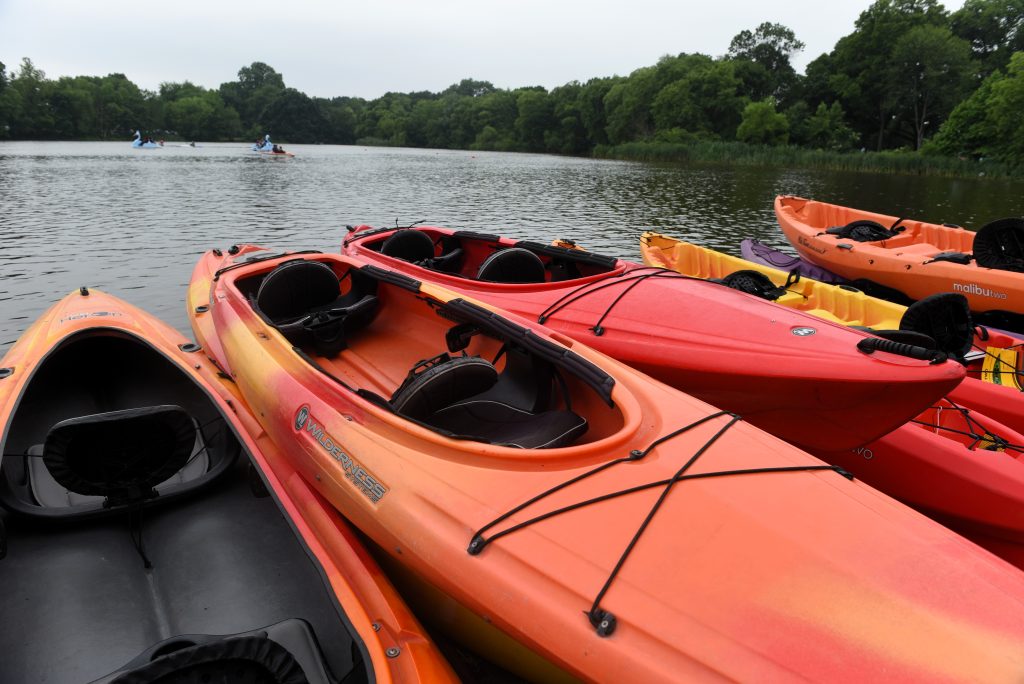 Kayaks on a lake