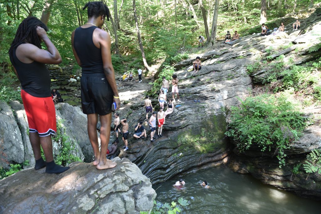 Men about jump into water