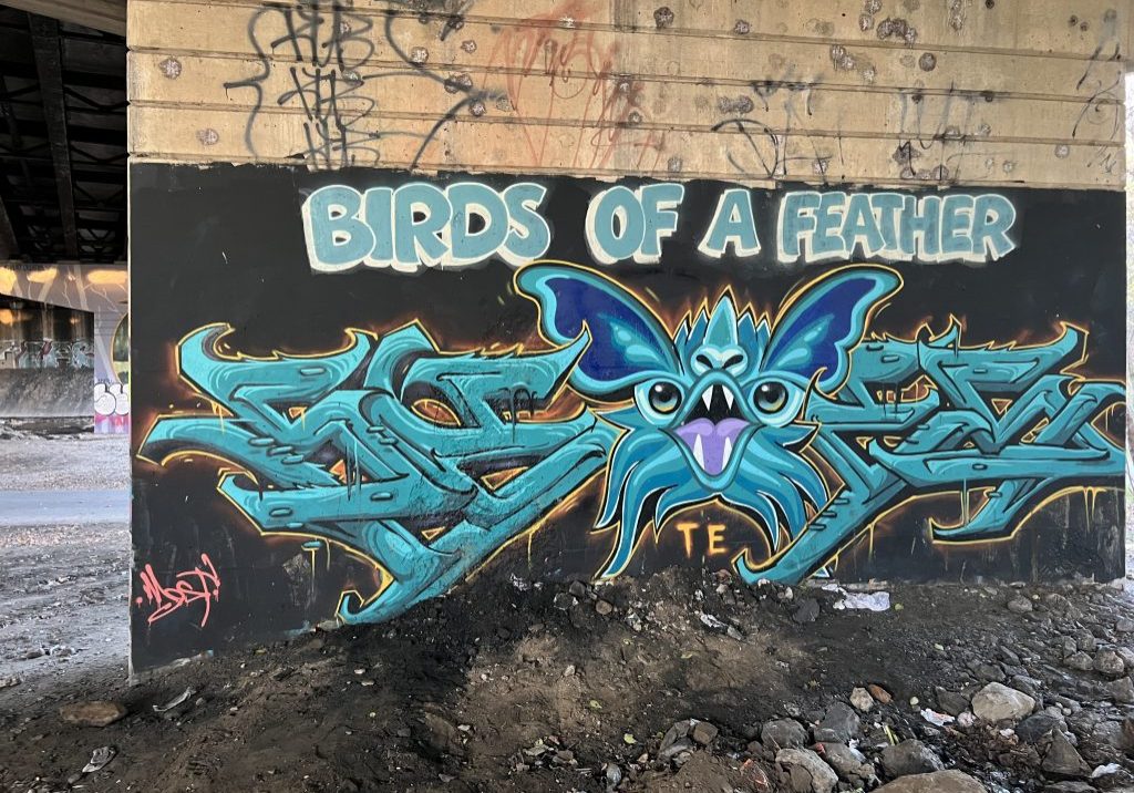 Mural of a blue bird