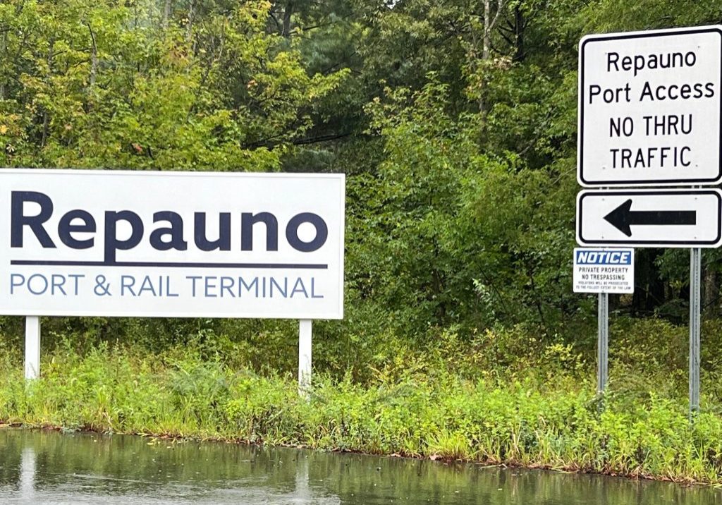 A sign that reads "Repauno Port & Rail Terminal."
