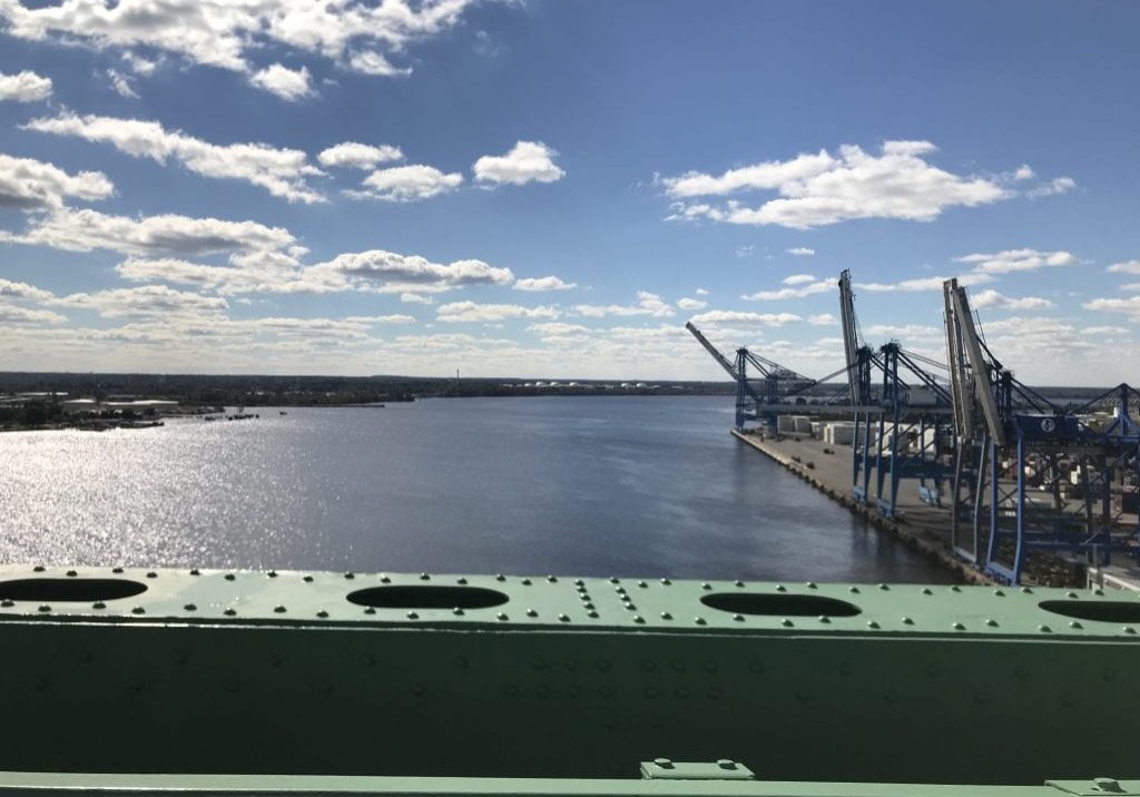 Crossing the Delaware over the Walt Whitman Bridge, overlooking the Packer Avenue Marine Terminal DC