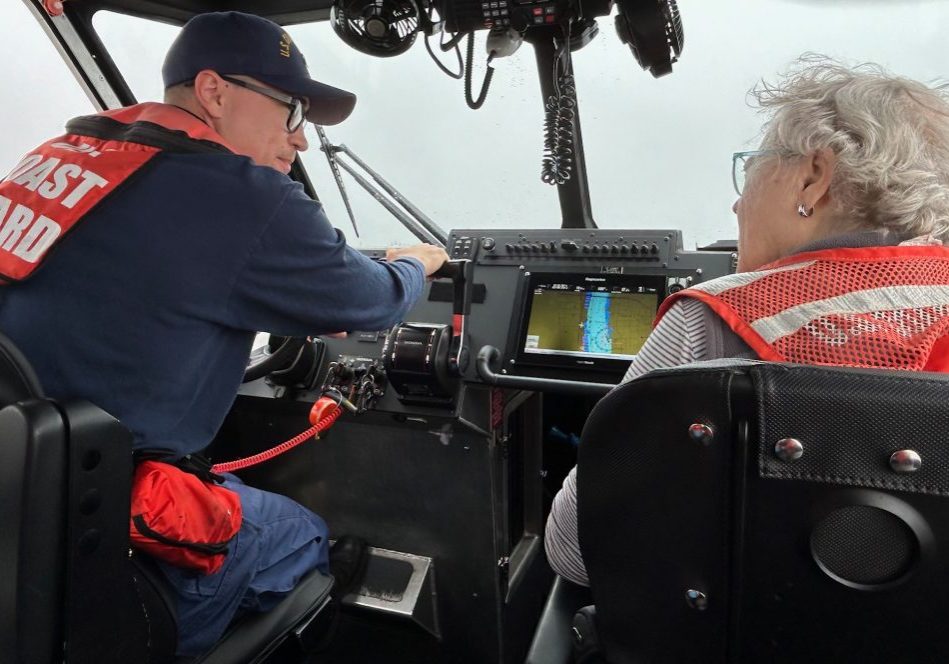 man and woman on a boat