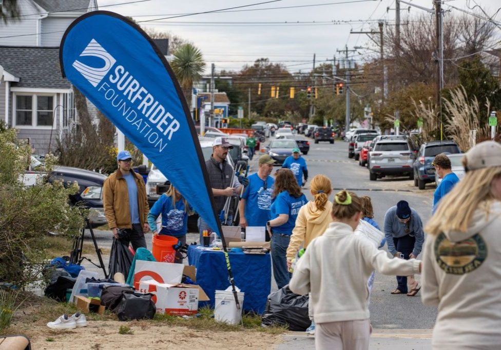 Volunteers gather at one of three cleanup sites last month organized by the Surfrider Foundation. Photo by Michael McKenna